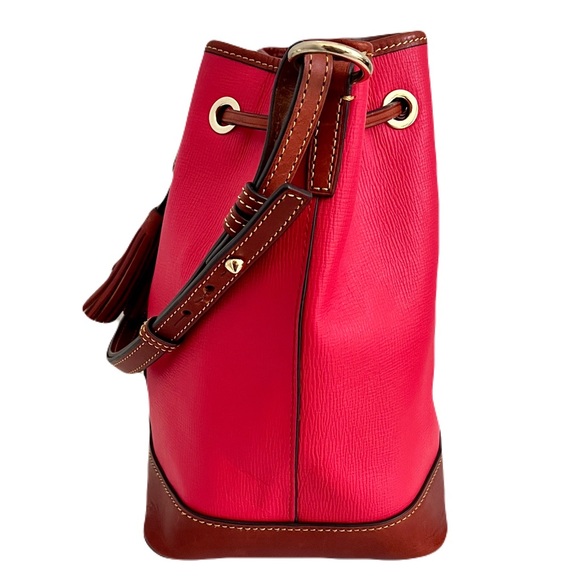 Dooney & Bourke Deep Coral Raspberry Leather Bucket Bag - Picture 4 of 10